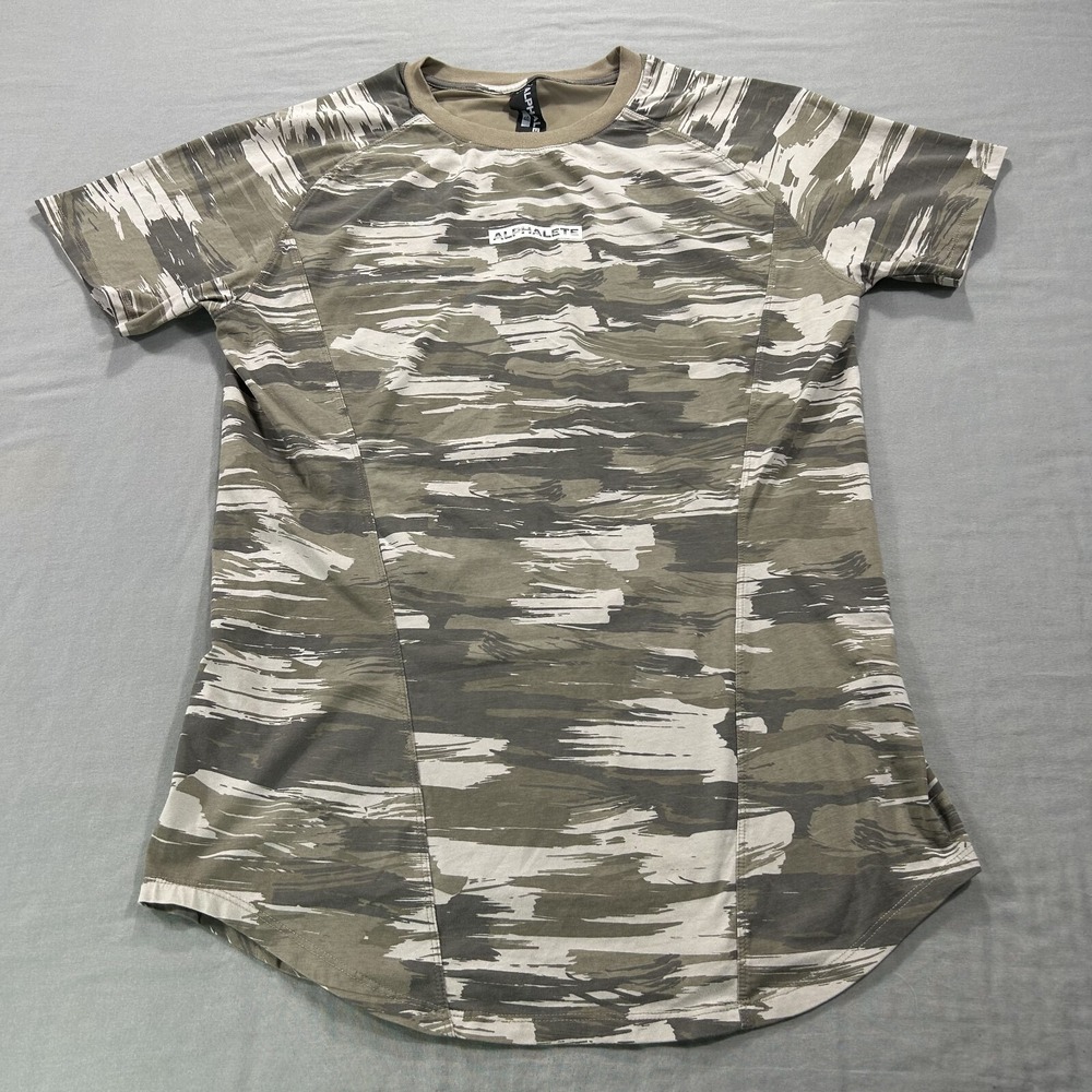 Alphalete‎ Shirt Mens Small Camo Crew Neck Tee Fitted Gym Training Athletic